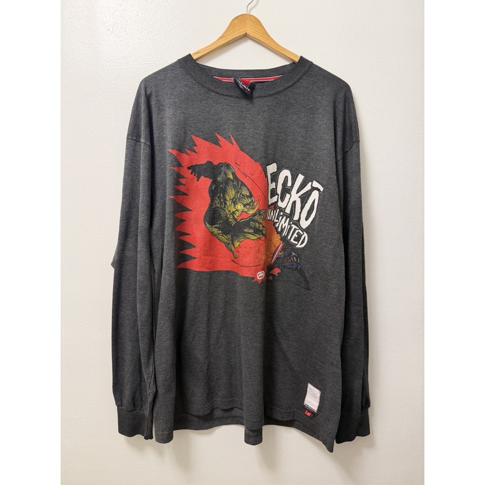 Vintage Ecko Unltd Vs Marvel Captain America Gray Long Sleeve Shirt Men's XL Y2K